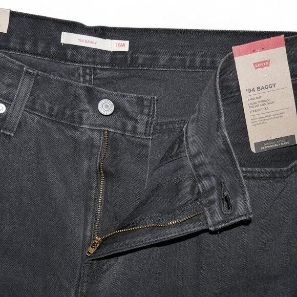 Levi's 94 Baggy Jeans Womens Plus Size 16W Black Stonewash Mid Rise Straight Leg - Picture 7 of 12